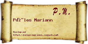 Páles Mariann névjegykártya