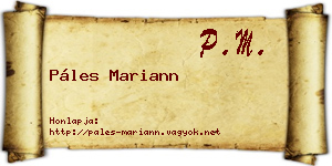 Páles Mariann névjegykártya